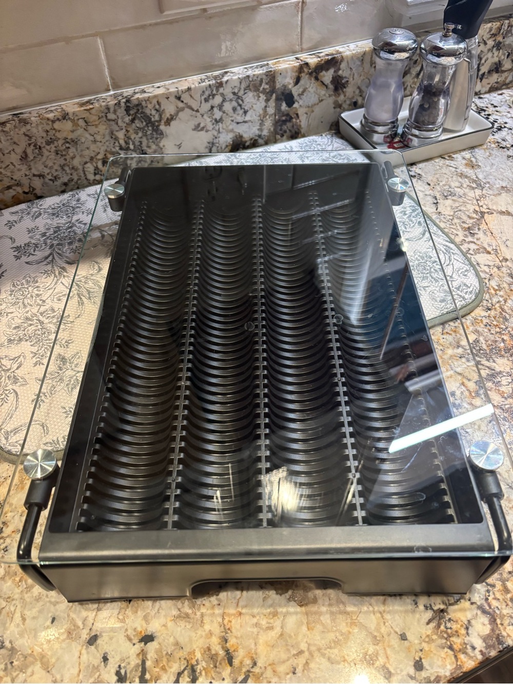 Nespresso Black and Silver Capsule Storage Drawer with Glass Top